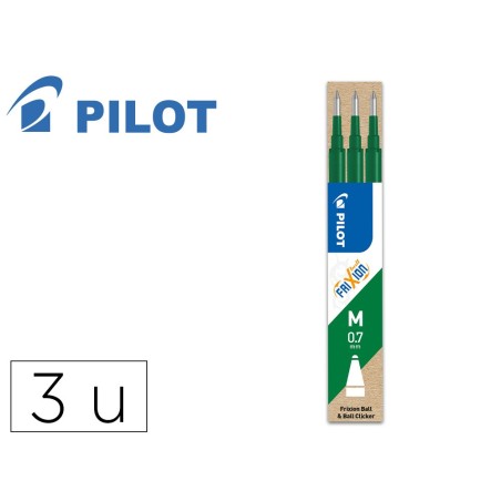 Recambio boligrafo pilot frixion ball verde caja de 3 unidades