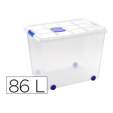 Contenedor plastico plasticforte 86 litros n 8 transparente con tapa 470x620x450 mm
