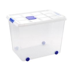 Contenedor plastico plasticforte 86 litros n 8 transparente con tapa 470x620x450 mm