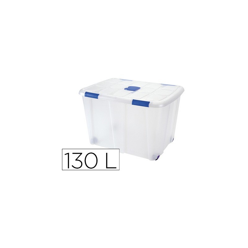 Contenedor plastico plasticforte 130 litros n 16 transparente con tapa 480x740x540 mm