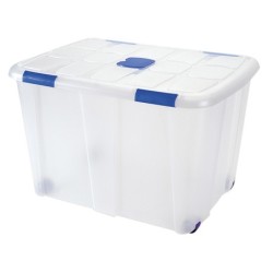 Contenedor plastico plasticforte 130 litros n 16 transparente con tapa 480x740x540 mm