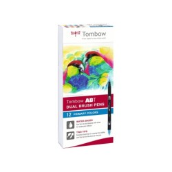 Rotulador tombow abt dual brush acuarelable doble punta fina/pincel estuche de 12 unidades colores primarios