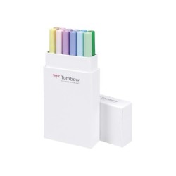 Rotulador tombow abt dual brush acuarelable doble punta fina/pincel estuche de 12 unidades colores pastel