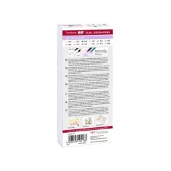 Rotulador tombow abt dual brush acuarelable doble punta fina/pincel estuche de 12 unidades colores pastel