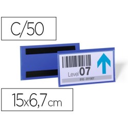 Funda durable magnetica 150x67 mm plastico azul ventana transparente pack de 50 unidades