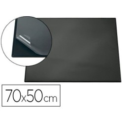 Vade sobremesa durable negro con tapa transparente 70x50 cm