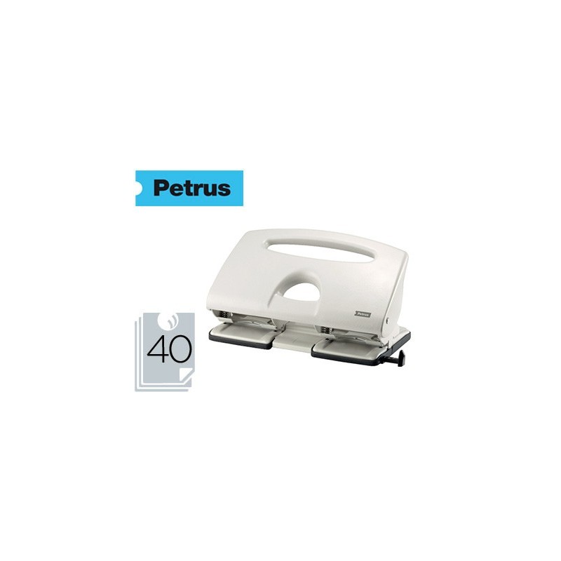 Taladrador petrus 505 metalico color gris 4 punzones capacidad 40 hojas