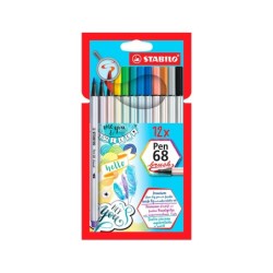 Rotulador stabilo acuarelable pen 68 brush punta pincel estuche de 12 unidades colores surtidos