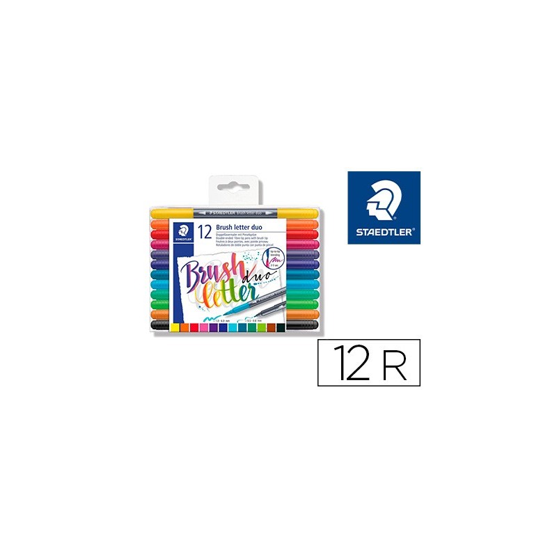 Rotulador staedtler 3004 doble punta para lettering estuche de 12 unidades colores surtidos Rotulador staedtler 3004 doble punta para lettering estuche de 12 unidades colores surtidos