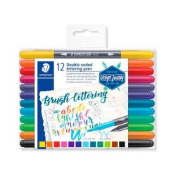Rotulador staedtler 3004 doble punta para lettering estuche de 12 unidades colores surtidos