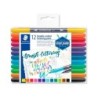 Rotulador staedtler 3004 doble punta para lettering estuche de 12 unidades colores surtidos