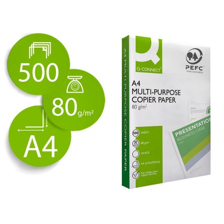 Papel fotocopiadora q-connect economy din a4 80 gramos paquete de 500 hojas