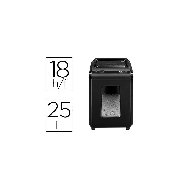 Destructora de documentos fellowes 92cs capacidad 18 hojas seguridad p4 papelera 25 l destruye grapas clips cd