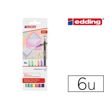 Rotulador edding punta fibra 1200 pastel punta redonda 1 mm estuche de 6 unidades colores surtidos