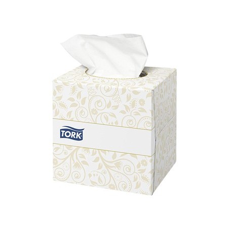 Pañuelos faciales tork extrasuaves 2 capas 20,9x20 cm caja cubo de 100 unidades