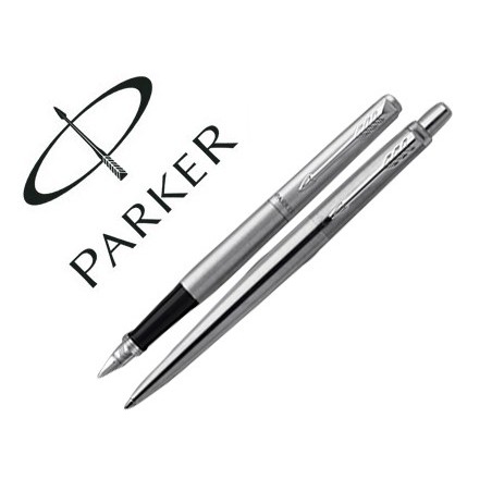 Juego parker duo jotter acero ct boligrafo  pluma
