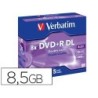 Dvdr verbatim doble capa capacidad 8.5gb velocidad 8x 240 min pack de 5 unidades