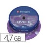 Dvdr verbatim capacidad 4.7gb velocidad 16x 120 min tarrina de 25 unidades