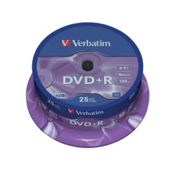 Dvdr verbatim capacidad 4.7gb velocidad 16x 120 min tarrina de 25 unidades