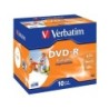 Dvd-r verbatim imprimible capacidad 4.7gb velocidad 16x 120 min pack de 10 unidades