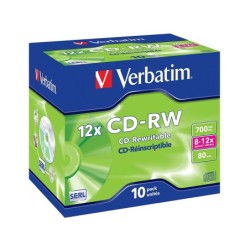 Cd-rw verbatim serl capacidad 700mb velocidad 12x 80 min pack de 10 unidades