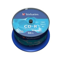 Cd-r verbatim capacidad 700mb velocidad 52x 80 min tarrina de 50 unidades