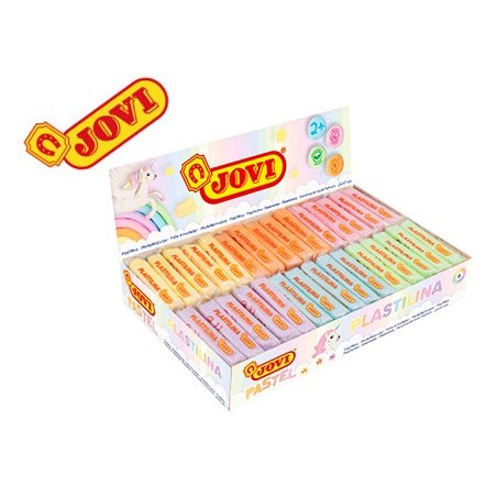 Plastilina jovi 70 tamaño pequeño caja de 30 unidades colores pastel surtidos 50g