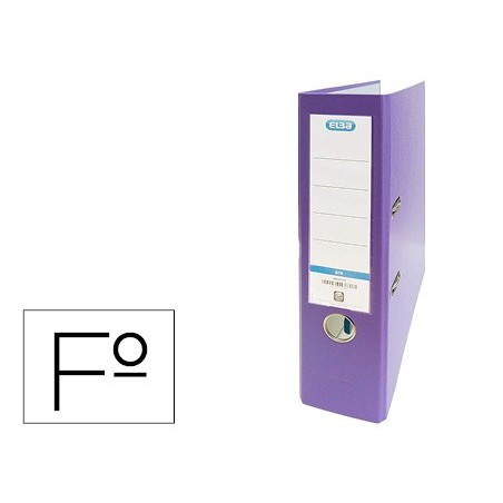 Archivador de palanca elba carton forrado pvc con rado top folio lomo 80 mm violeta