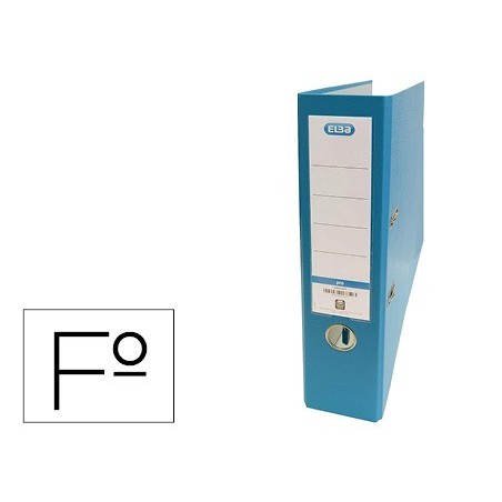 Archivador de palanca elba carton forrado pvc con rado top folio lomo 80 mm turquesa