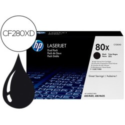 Toner hp laserjet pro 80x m401 m425 negro pack de 2 unidades 6900 paginas