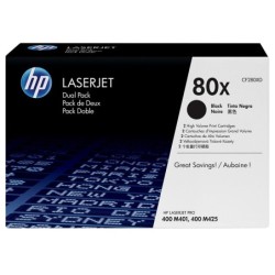 Toner hp laserjet pro 80x m401 m425 negro pack de 2 unidades 6900 paginas