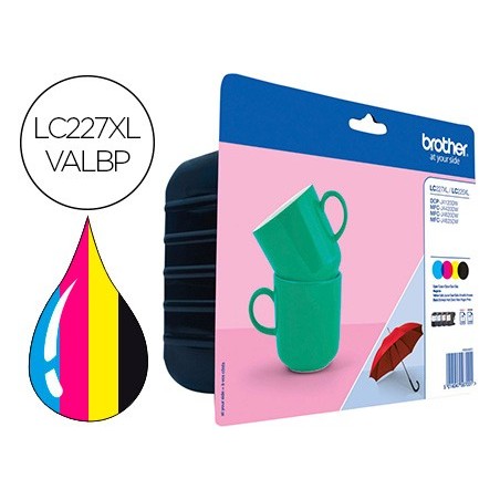 Ink-jet brother lc-227xlvalbp dcp-j4120dw / mfc-j4420dw / j4620dw / j4625dw pack 4 colores negro amarillo cian