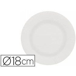 Plato papel reciclable blanco 18 cm paquete 50 unidades