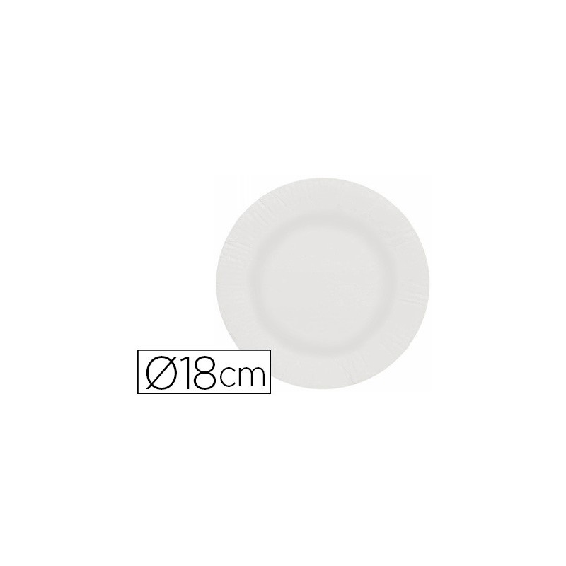 Plato papel reciclable blanco 18 cm paquete 50 unidades