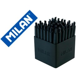 Boligrafo milan p1 retractil 1 mm touch mini negro expositor de 40 unidades