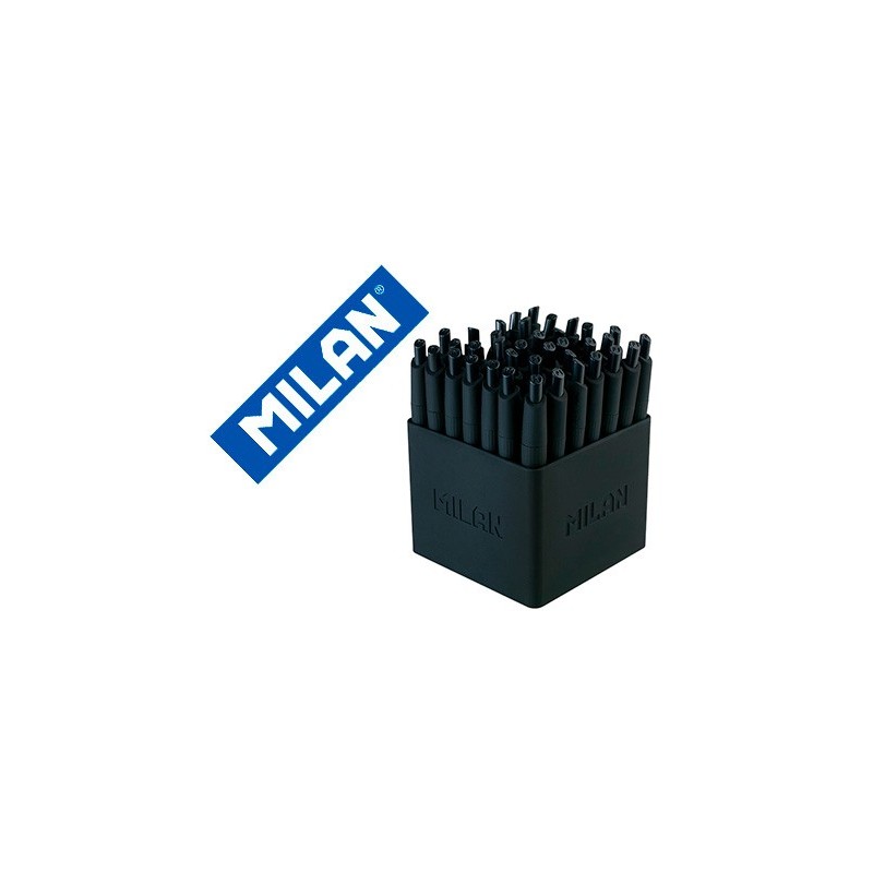 Boligrafo milan p1 retractil 1 mm touch mini negro expositor de 40 unidades