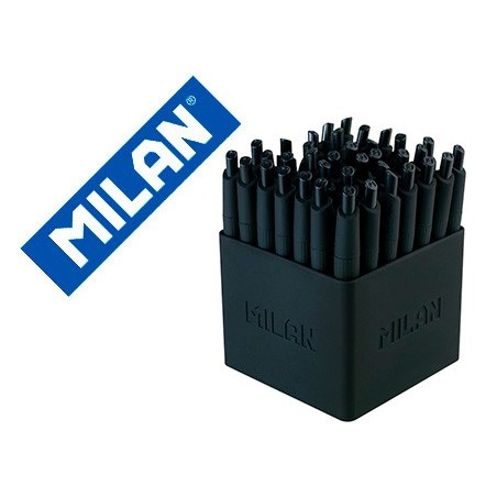 Boligrafo milan p1 retractil 1 mm touch mini negro expositor de 40 unidades