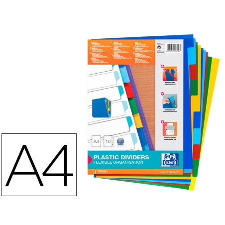 Separador elba plastico 120 mc din a4 11 taladros 10 posiciones colores surtidos