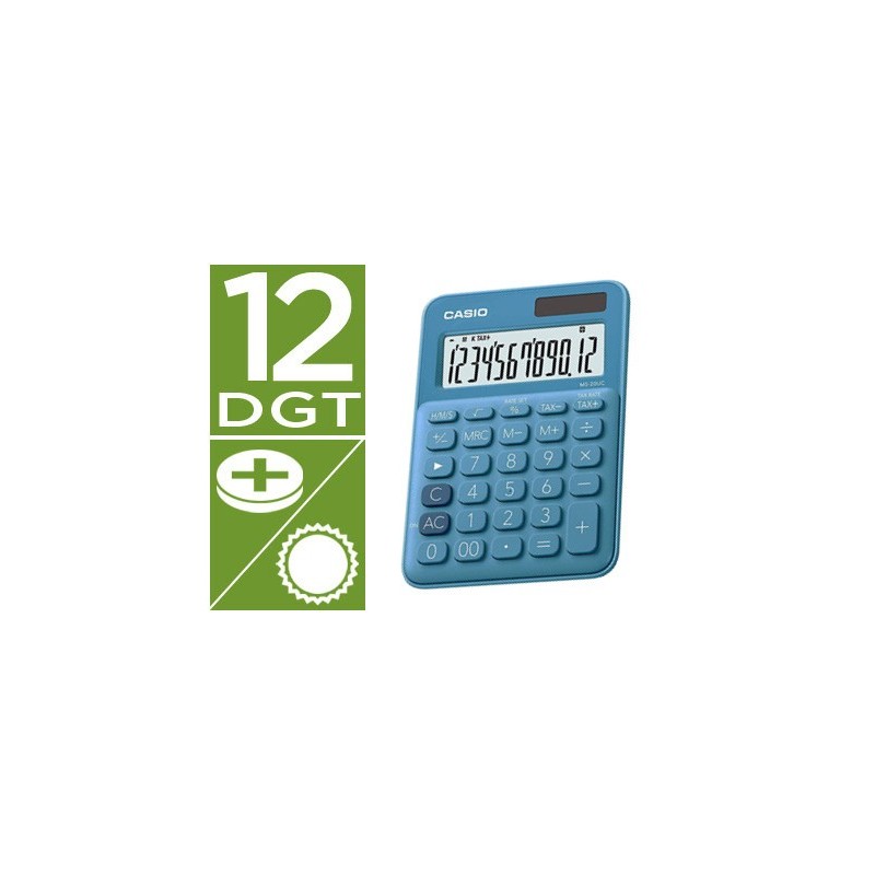 Calculadora casio ms-20uc-bu sobremesa 12 digitos tax /- color azul Calculadora casio ms-20uc-bu sobremesa 12 digitos tax /- color azul