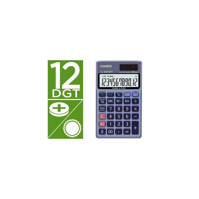 Calculadora casio sl-320ter bolsillo 12 digitos tax /- conversion moneda tecla doble cero color azul Calculadora casio sl-320ter bolsillo 12 digitos tax /- conversion moneda tecla doble cero color azul