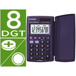 Calculadora casio hs-8ver bolsillo 8 digitos conversion moneda con tapa color azul