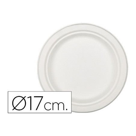 Plato de fibra natural nupik biodegradable blanco 17 cm de diametro apto microondas paquete de 50 unidades