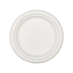 Plato de fibra natural nupik biodegradable blanco 17 cm de diametro apto microondas paquete de 50 unidades