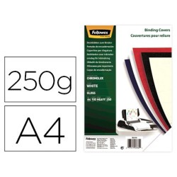 Tapa de encuadernacion fellowes din a4 carton brillo blanco chromolux 250 gr pack de 100 unidades