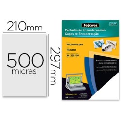 Tapa de encuadernacion fellowes din a4 polipropileno negro 500 micras pack de 100 unidades