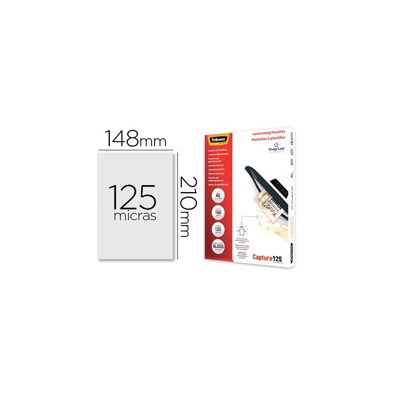 Bolsa de plastificar fellowes brillo din a5 125 mc pack 100 unidades