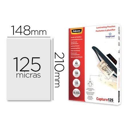 Bolsa de plastificar fellowes brillo din a5 125 mc pack 100 unidades