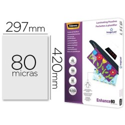 Bolsa de plastificar fellowes brillo din a3 80 mc pack 100 unidades