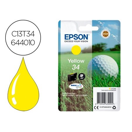 Ink-jet epson 34 workforce pro wf-3720 / wf-3720dwf / wf-3725dwf amarillo 300 paginas
