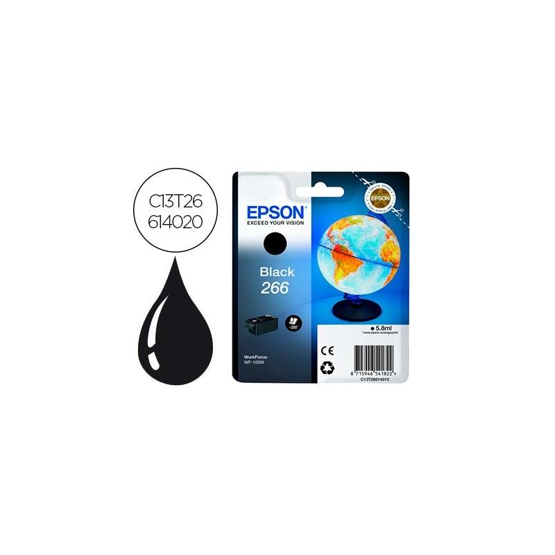 Ink-jet epson 266 wf-100w negro 250 paginas